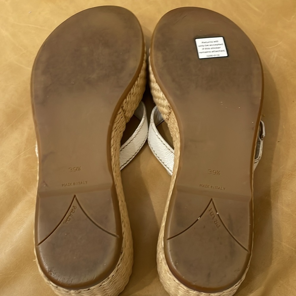 PRADA Women's Straw Wedge Sandals Size 39.5/US 9.5 - Picture 6 of 8